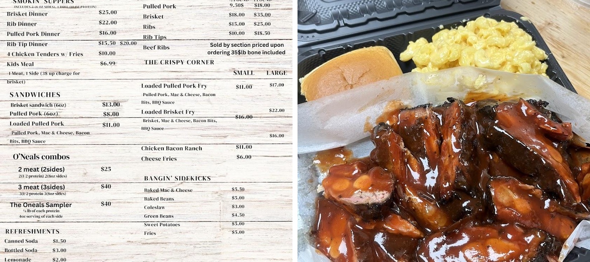 O'Neals SmokeHouse Menu
