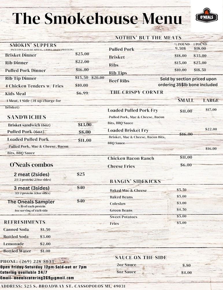 O'Neals SmokeHouse Menu image 1