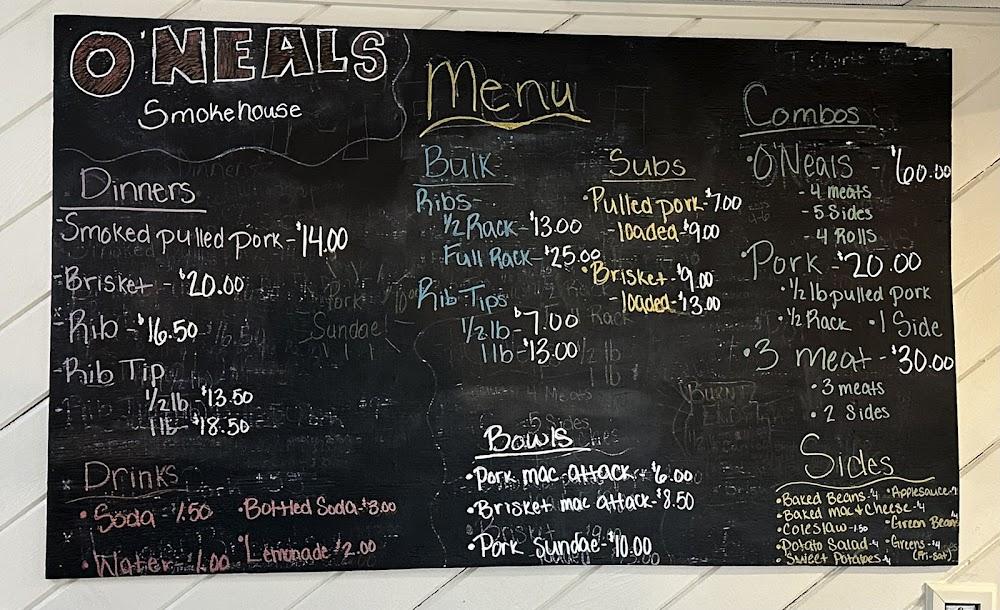 O'Neals SmokeHouse Menu image 3